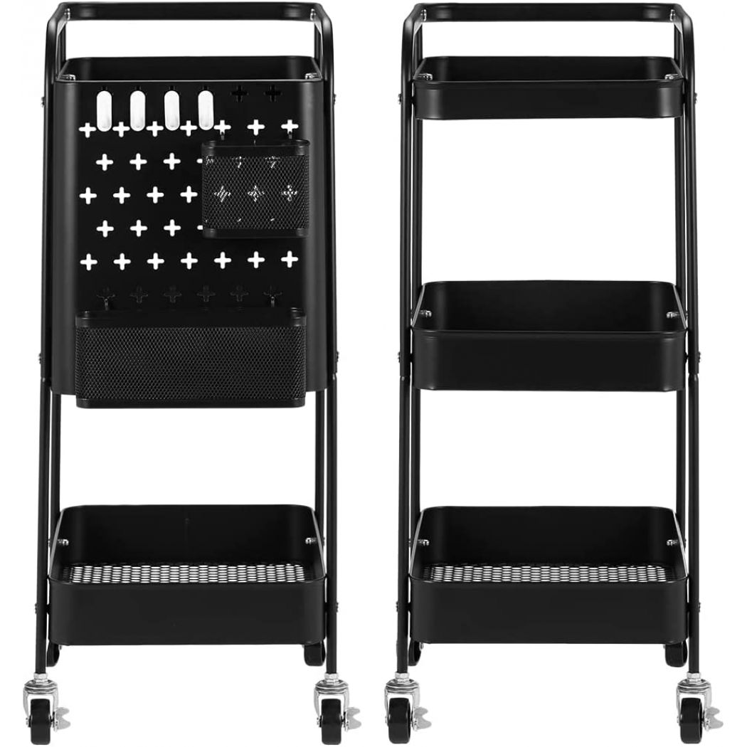 Peg Board Hooks Baskets Locking Trolley for Salon